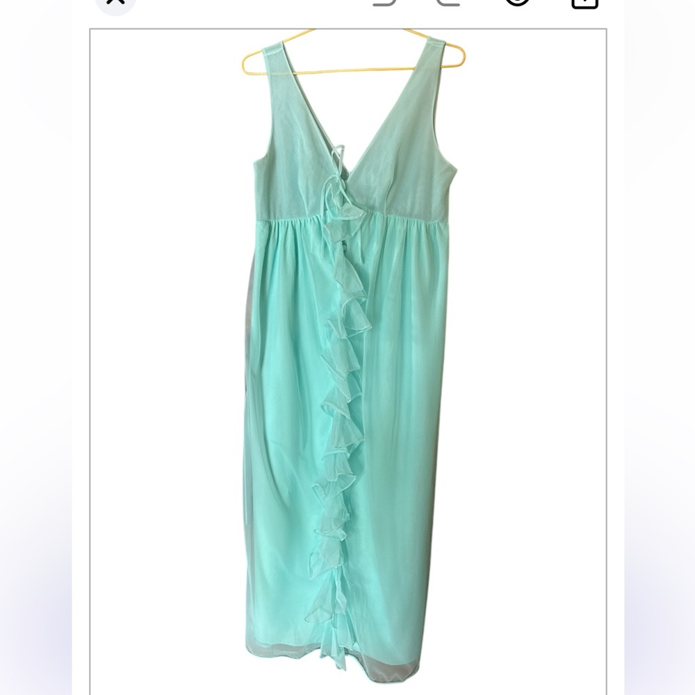 Chic vintage Aqua  with Ruffle Detail nightgown